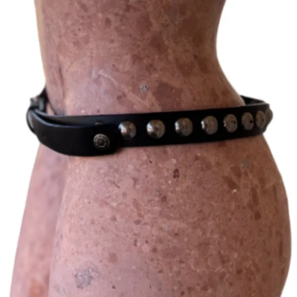 Black Studded Belt, Black Belt, Silver Studs, Punk Aesthetic - Picture 2 of 9